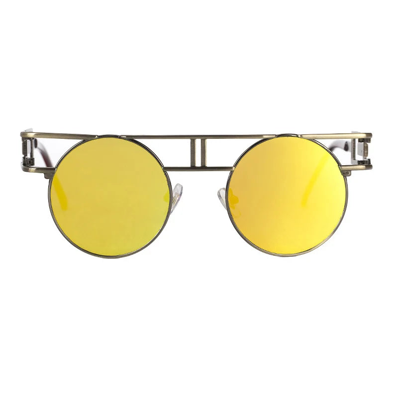 Big Frame Round Alloy Mirror Steampunk Sunglasses