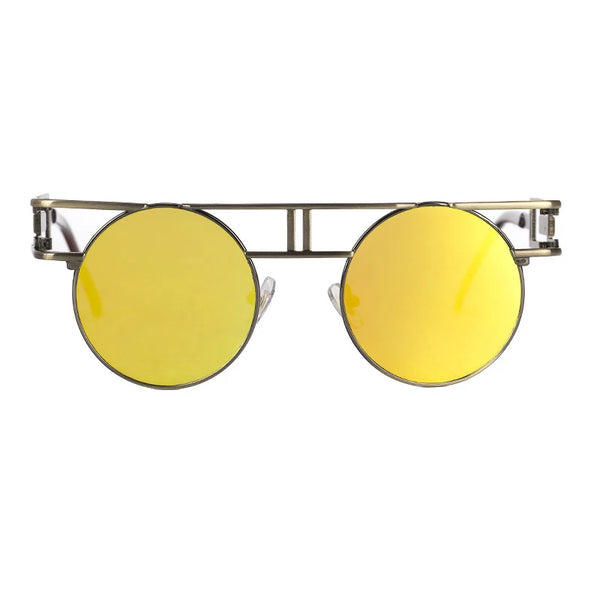 Big Frame Round Alloy Mirror Steampunk Sunglasses