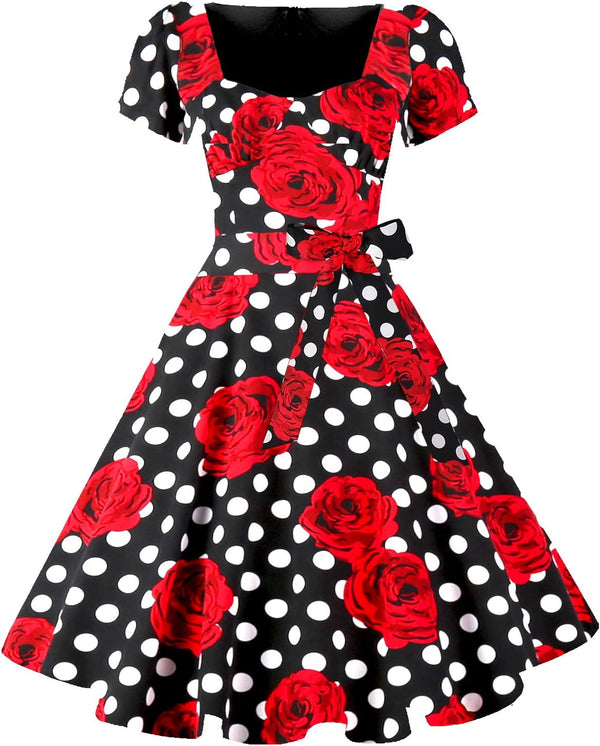Vintage Swing Dress - 1950s Rockabilly Pin-Up Style