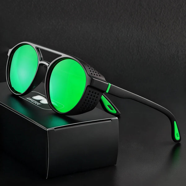 Polarized Round Steampunk Sport Sunglasses