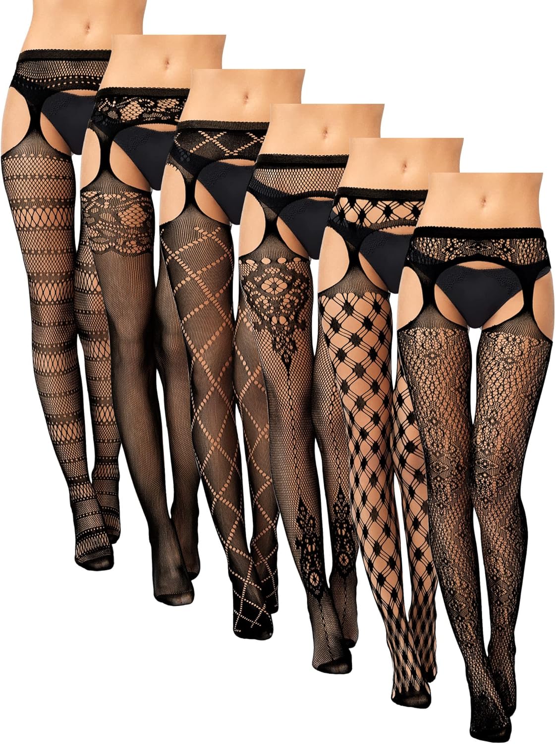 Fishnet Thigh-High Stockings – 6 Pairs Plus Size