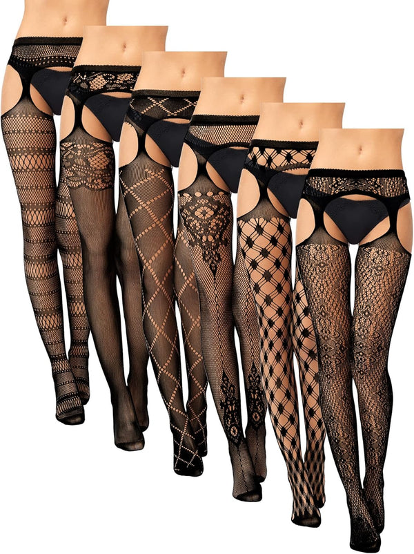 Fishnet Thigh-High Stockings – 6 Pairs Plus Size