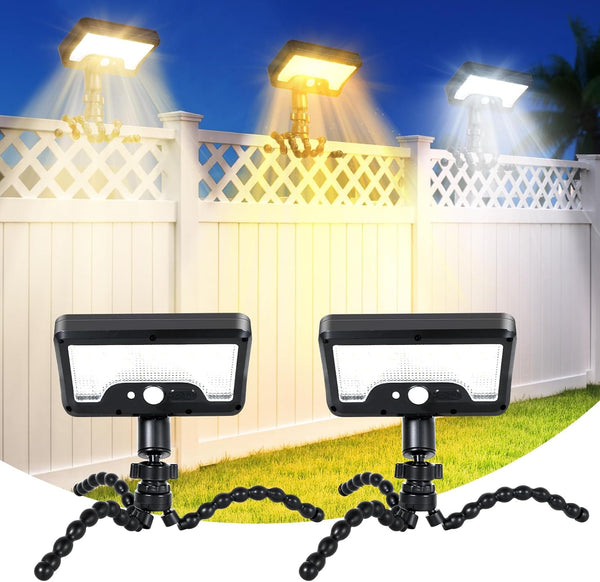 Motion Sensor Outdoor LED Light for Camping,fence, Patio (2, Black(6000k)