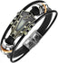Retro Guitar Leather Bracelet for Man Women Unique Bead Braided Handmade Ethnic Tribal Cuff Multi-Layer Cords Wrap Music Shape Punk Rock Jewelry Gifts Wristband