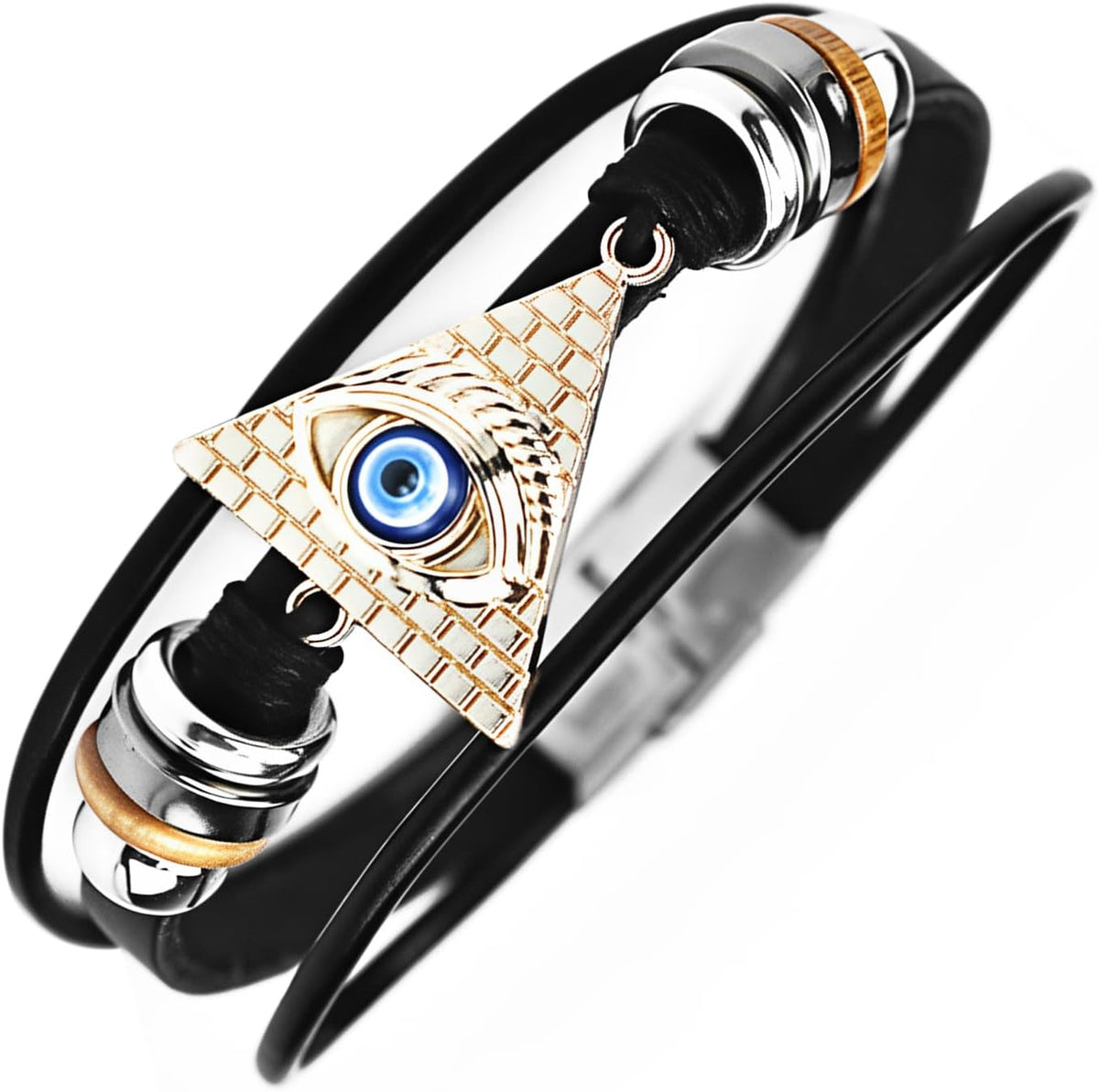 Retro Guitar Leather Bracelet for Man Women Unique Bead Braided Handmade Ethnic Tribal Cuff Multi-Layer Cords Wrap Music Shape Punk Rock Jewelry Gifts Wristband