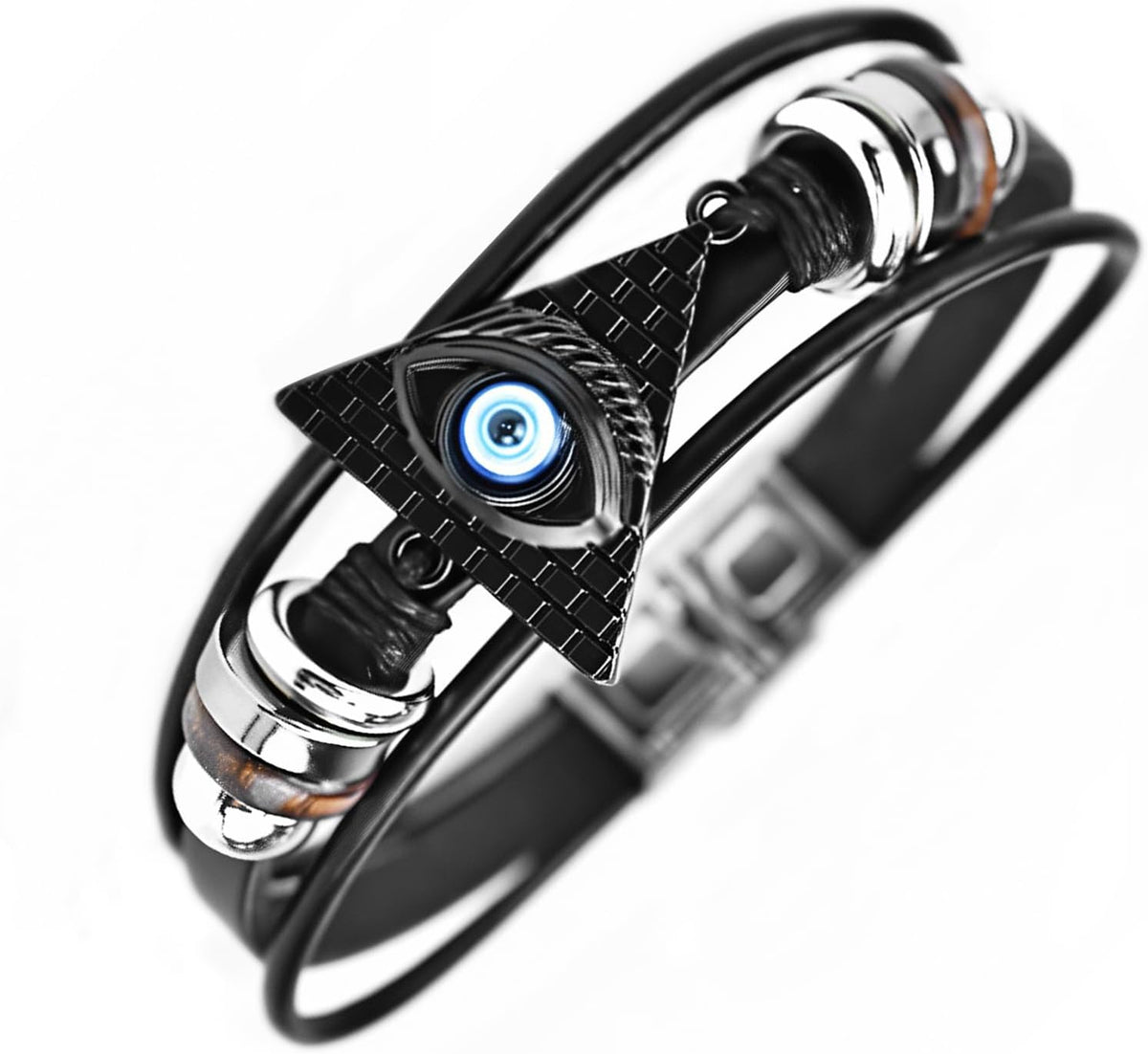 Retro Guitar Leather Bracelet for Man Women Unique Bead Braided Handmade Ethnic Tribal Cuff Multi-Layer Cords Wrap Music Shape Punk Rock Jewelry Gifts Wristband