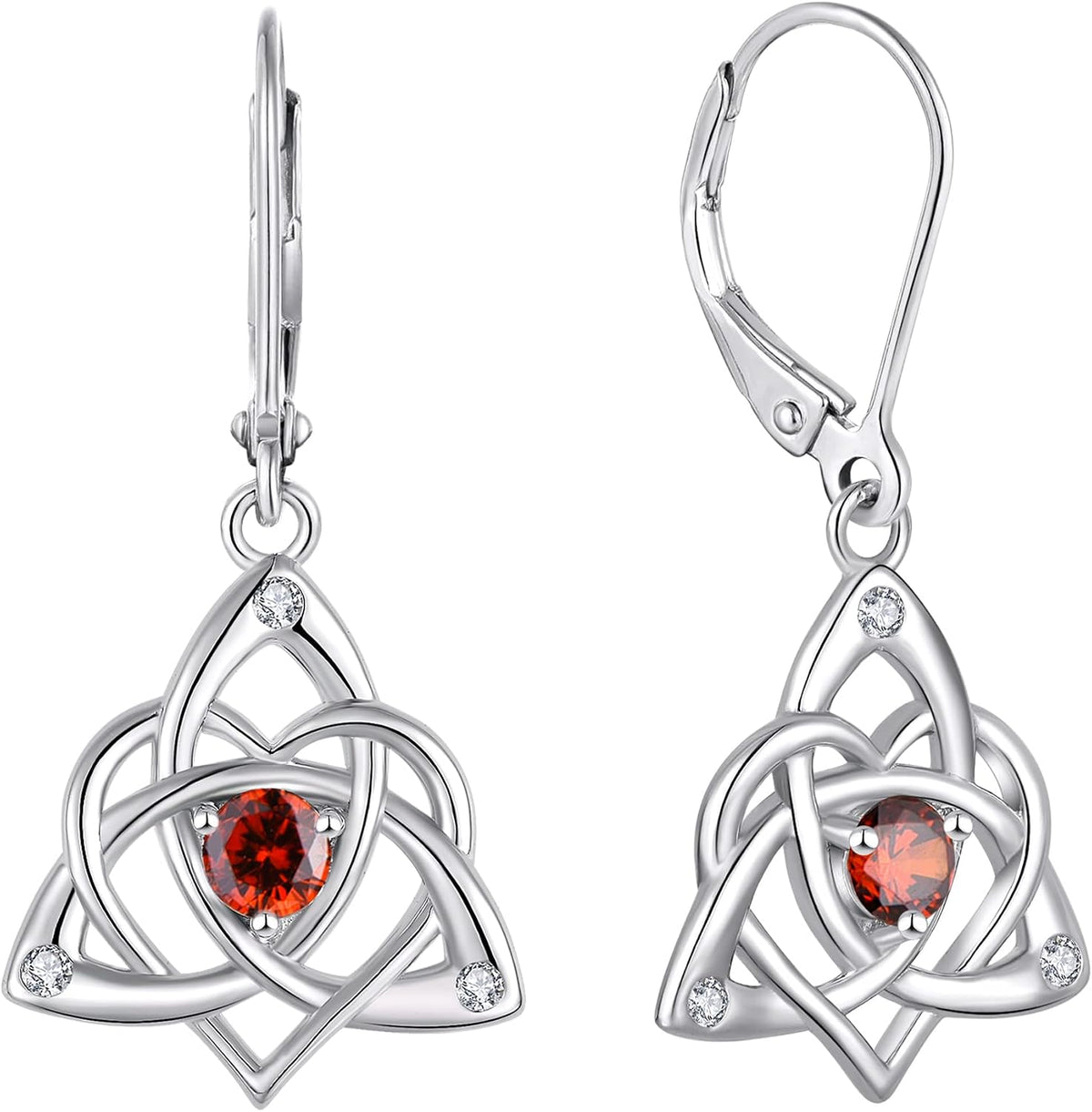 Starchenie Celtic Knot Earrings Sterling Silver Trinity Love Knot Leverback Earrings Birthstone Jewelry for Women
