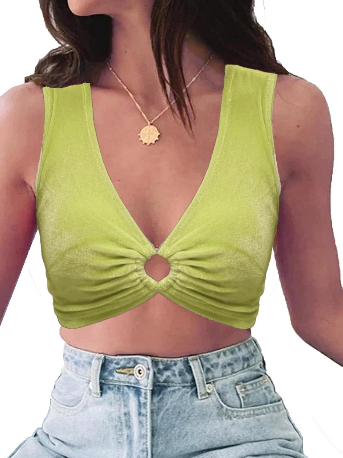 krtwrnt Women‘s Sparkly Festival Rave Outfits Sexy Concert Crop Top