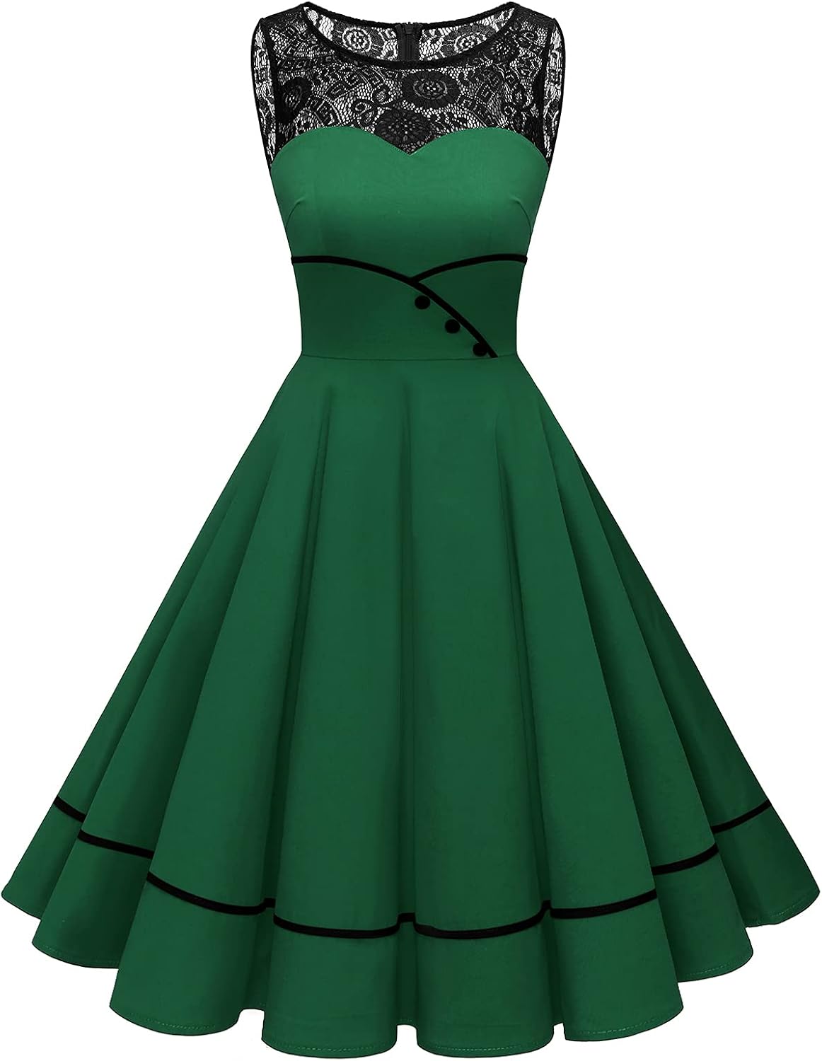 Bbonlinedress Women's 50s Vintage Floral Lace Retro Rockabilly Sleeveless Round Neck Cocktail Party Swing Dress