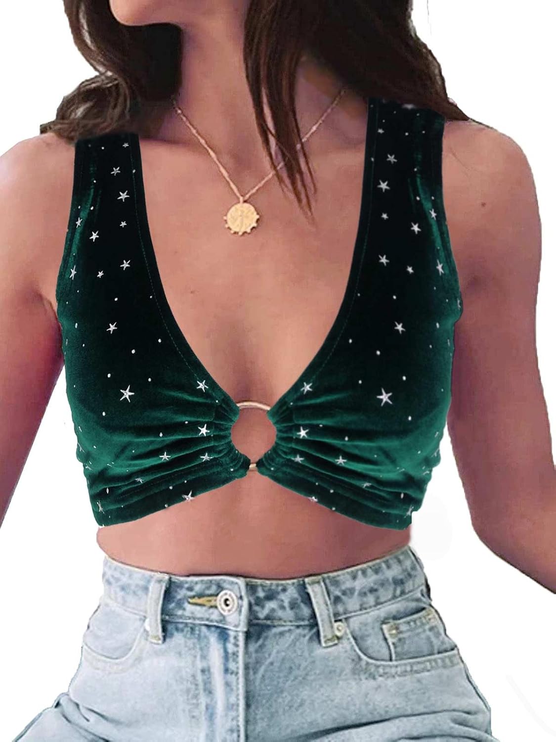 krtwrnt Women‘s Sparkly Festival Rave Outfits Sexy Concert Crop Top