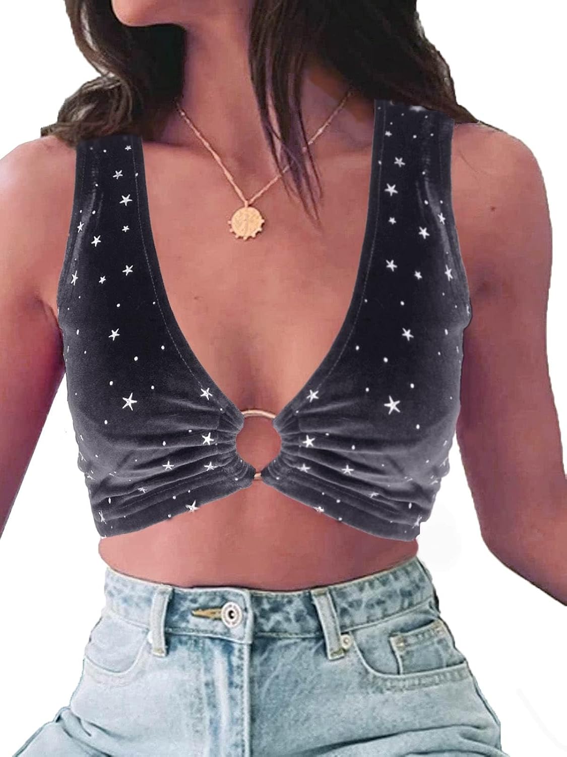 krtwrnt Women‘s Sparkly Festival Rave Outfits Sexy Concert Crop Top