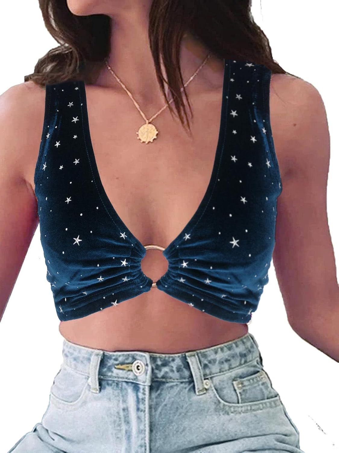 krtwrnt Women‘s Sparkly Festival Rave Outfits Sexy Concert Crop Top