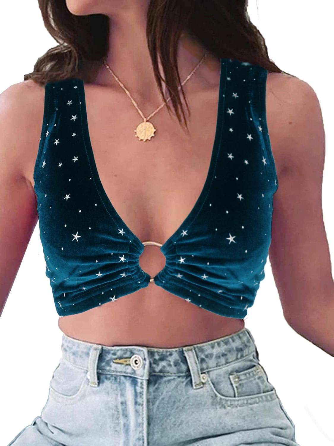 krtwrnt Women‘s Sparkly Festival Rave Outfits Sexy Concert Crop Top