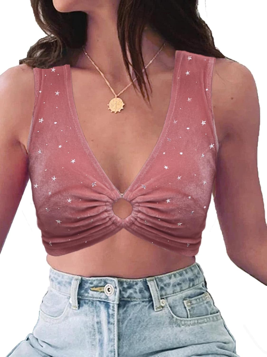 krtwrnt Women‘s Sparkly Festival Rave Outfits Sexy Concert Crop Top