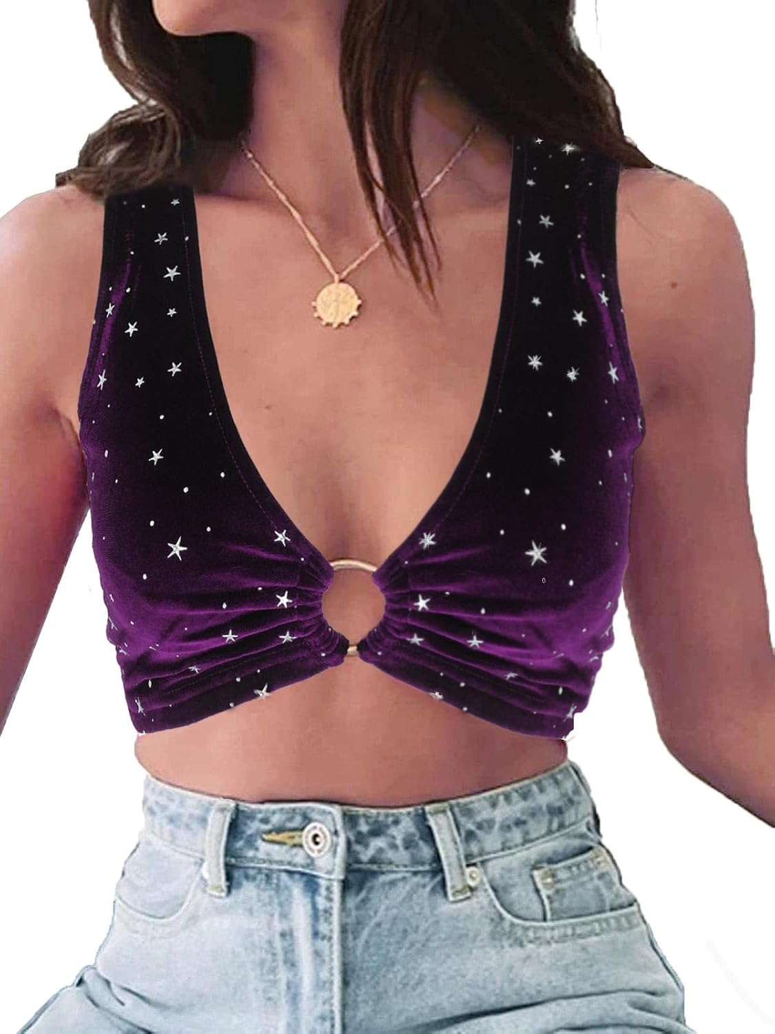 krtwrnt Women‘s Sparkly Festival Rave Outfits Sexy Concert Crop Top