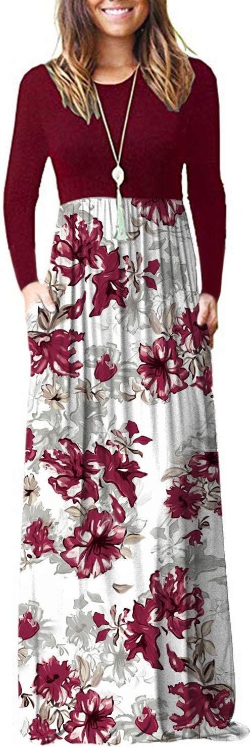 AUSELILY Womens Long Sleeve Maxi Dress Casual Empire Waist with Pockets Secondary image