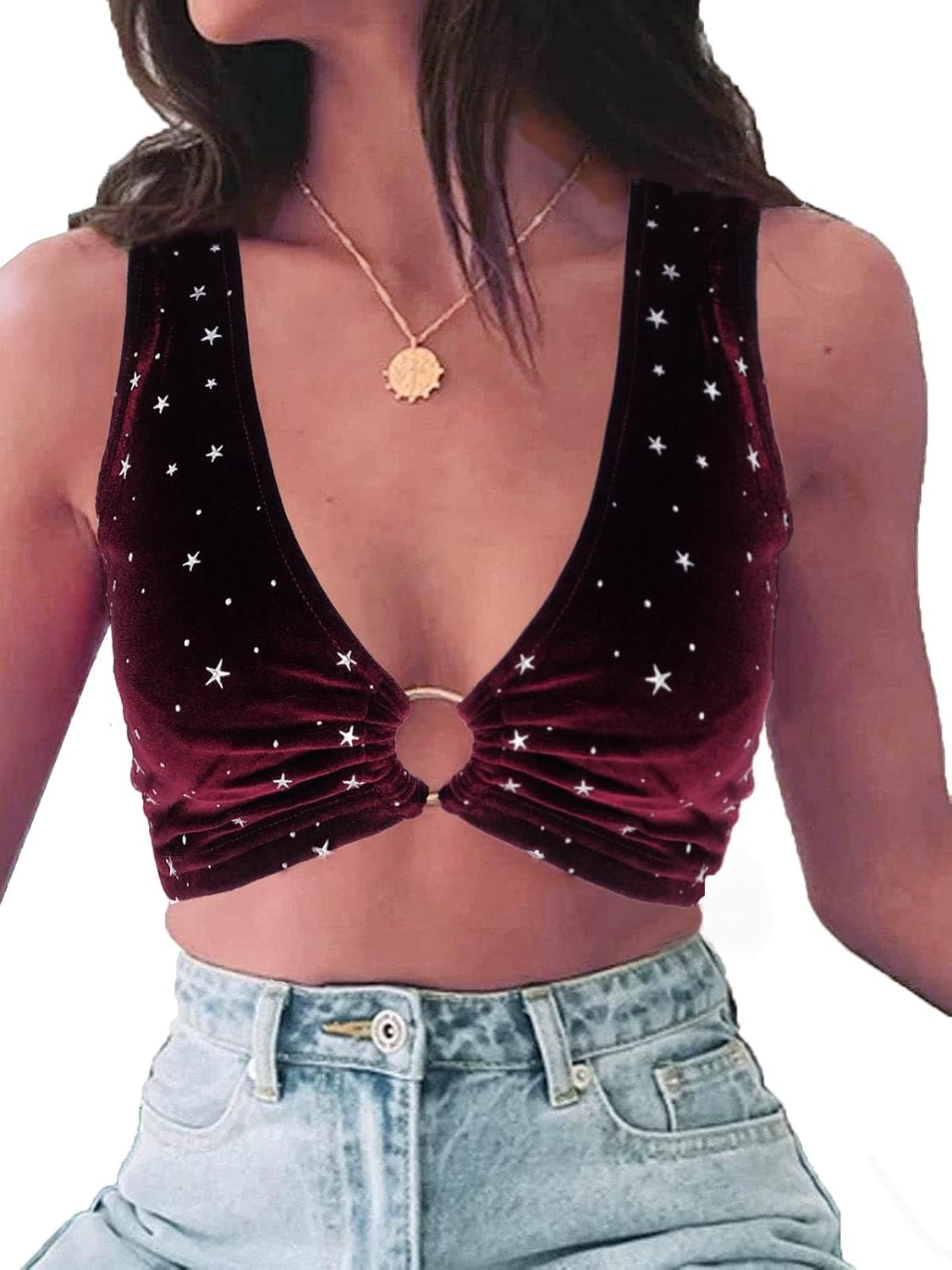 krtwrnt Women‘s Sparkly Festival Rave Outfits Sexy Concert Crop Top