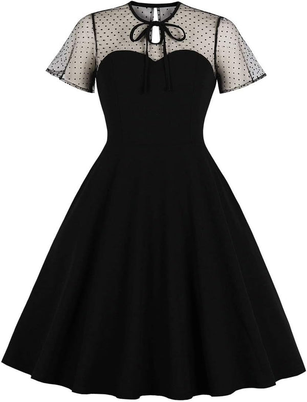 Women's Vintage Polka Dot 1950s Audrey Retro Rockabilly Prom Dress 50's 60's A-Line Cocktail Party Swing Dress