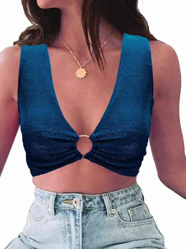 krtwrnt Women‘s Sparkly Festival Rave Outfits Sexy Concert Crop Top