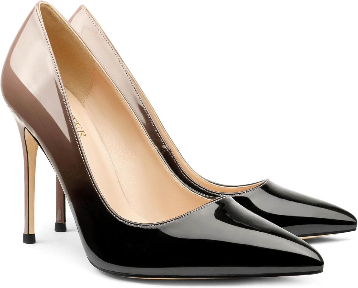 COLETER Women's 4 Inch Pumps Pointed Toe Dress Shoes Slip On Stiletto Pumps