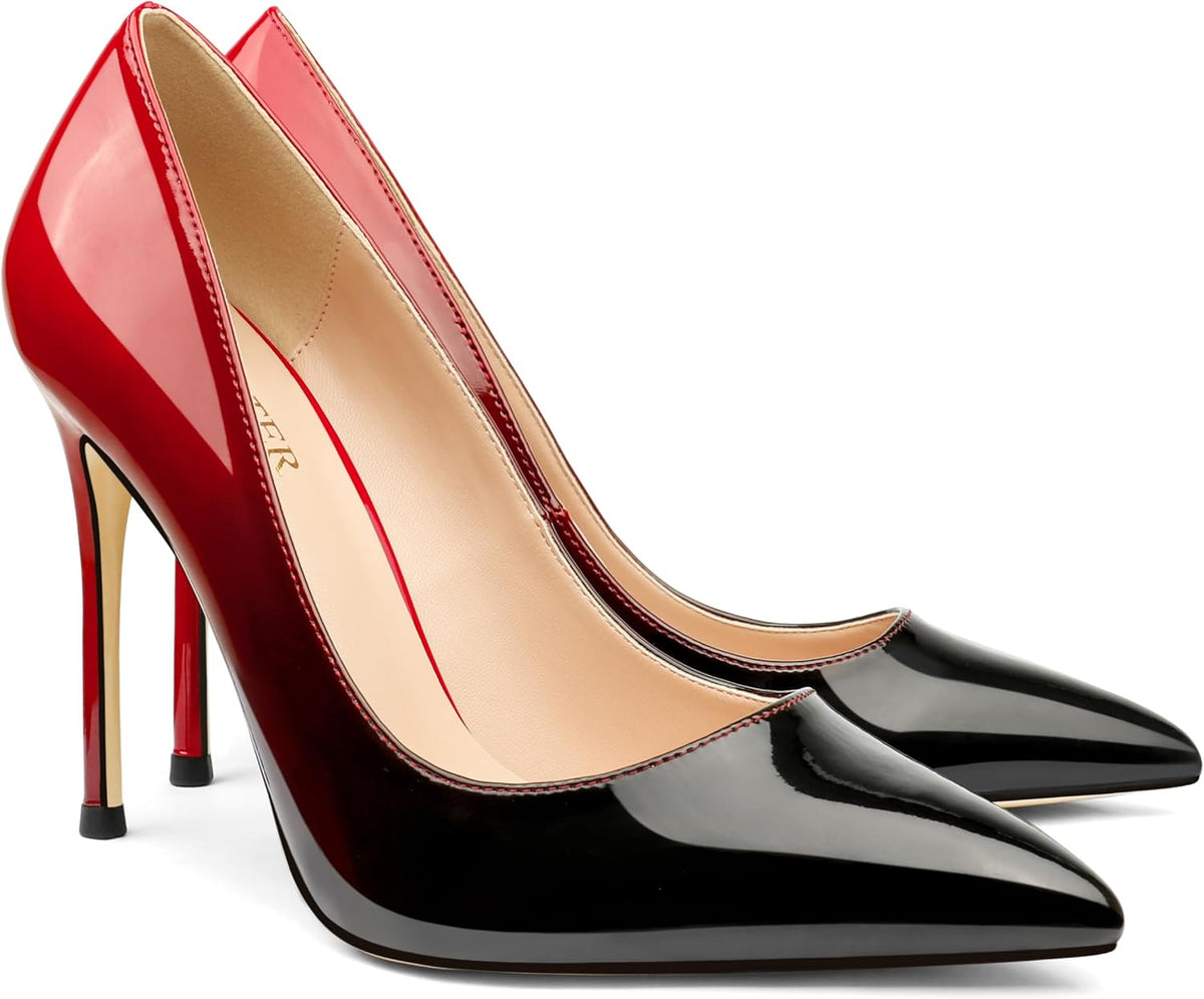 COLETER Women's 4 Inch Pumps Pointed Toe Dress Shoes Slip On Stiletto Pumps