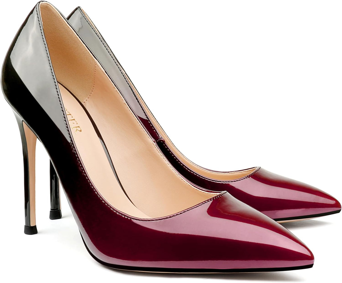COLETER Women's 4 Inch Pumps Pointed Toe Dress Shoes Slip On Stiletto Pumps