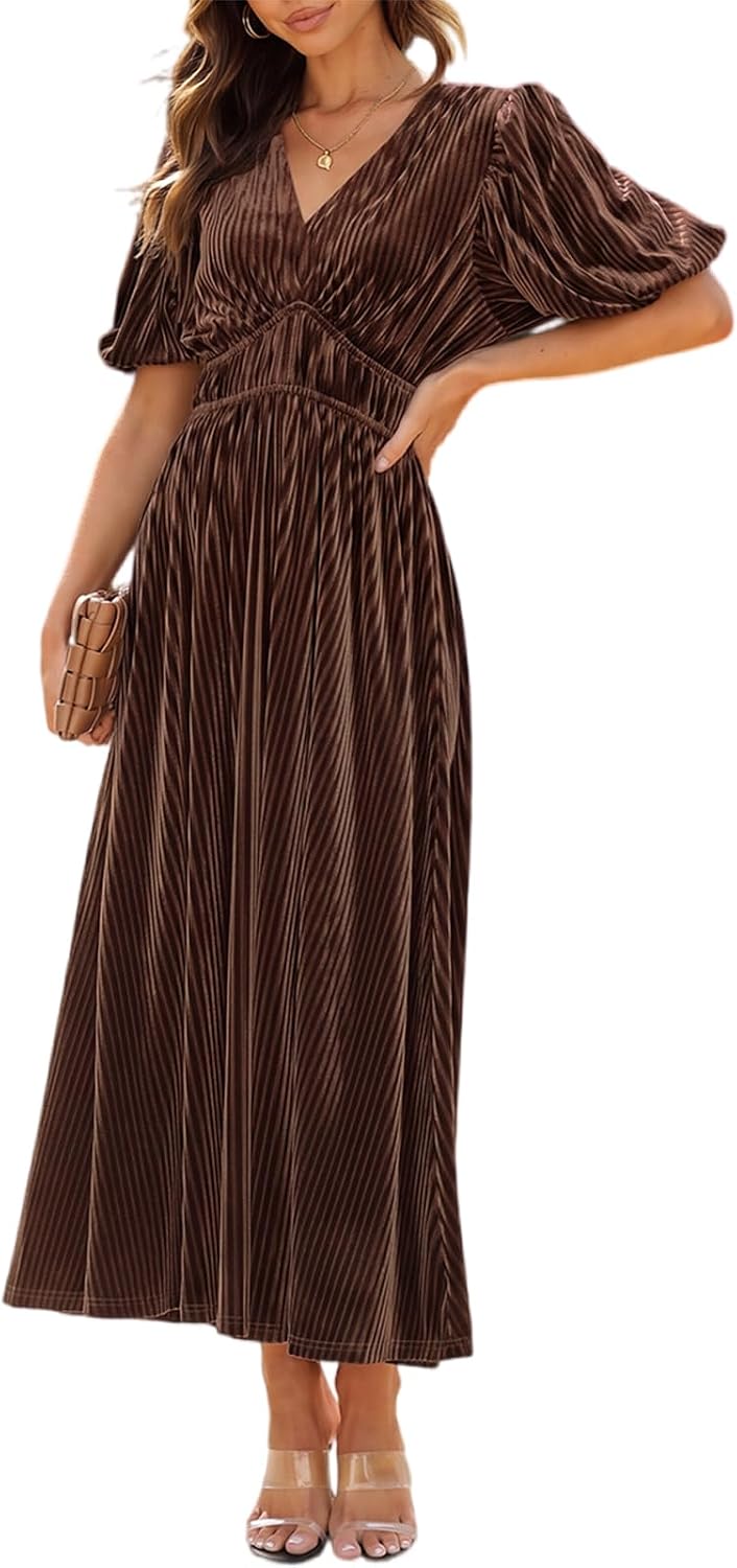 Velvet Maxi Dress Fall Wedding Guest Dress Cocktail Dress 2026