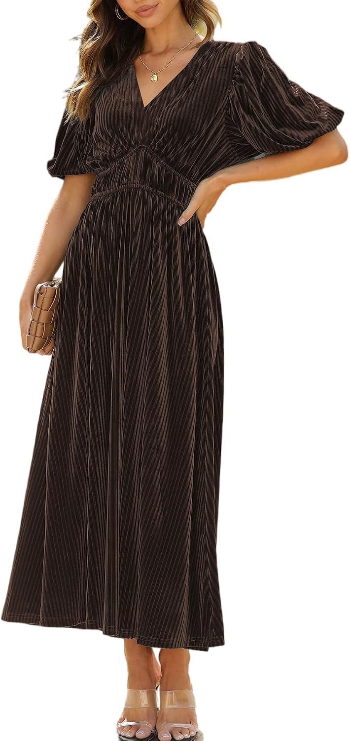 Velvet Maxi Dress Fall Wedding Guest Dress Cocktail Dress 2026