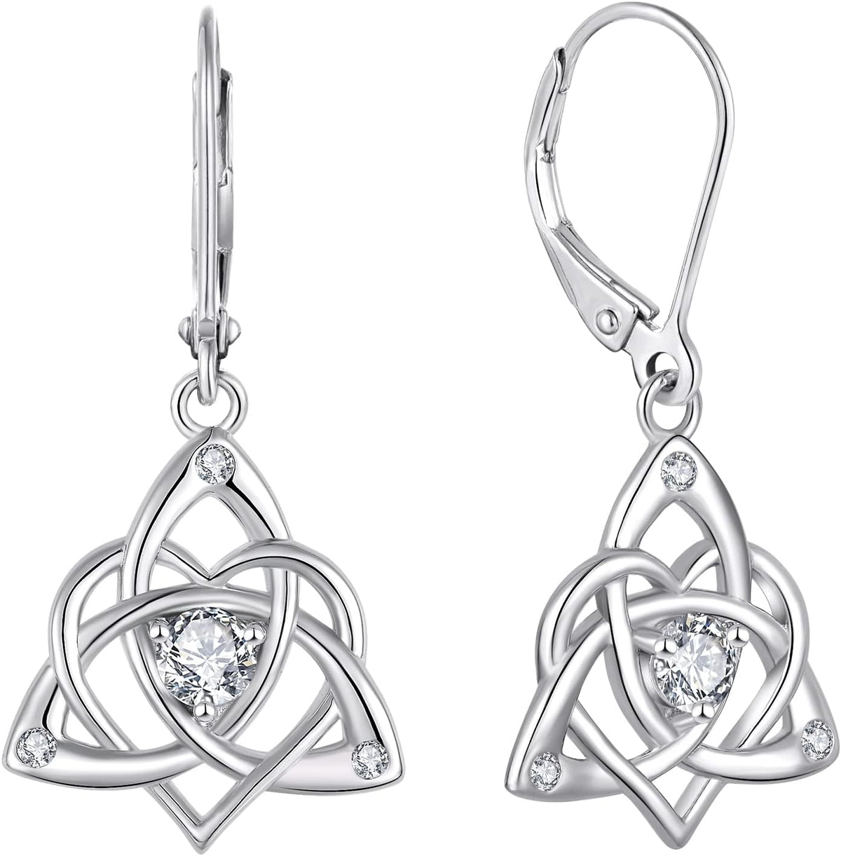 Starchenie Celtic Knot Earrings Sterling Silver Trinity Love Knot Leverback Earrings Birthstone Jewelry for Women