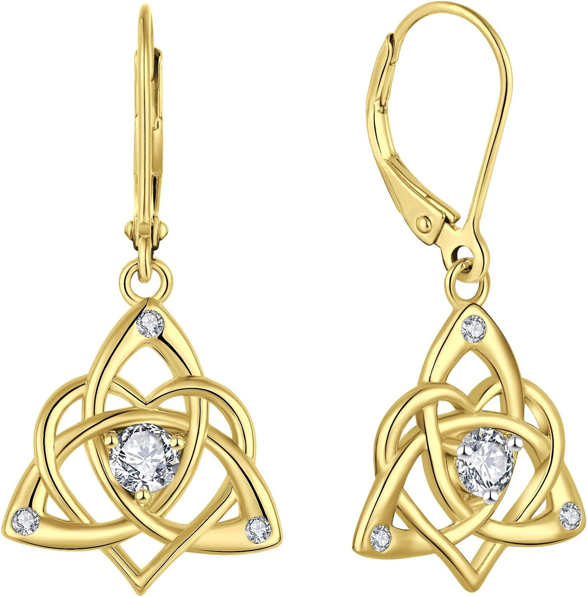 Starchenie Celtic Knot Earrings Sterling Silver Trinity Love Knot Leverback Earrings Birthstone Jewelry for Women