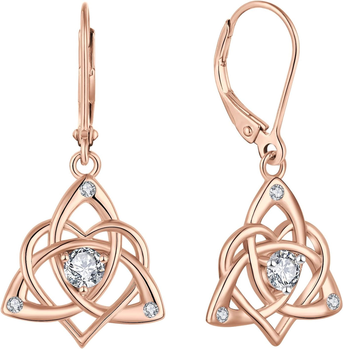 Starchenie Celtic Knot Earrings Sterling Silver Trinity Love Knot Leverback Earrings Birthstone Jewelry for Women