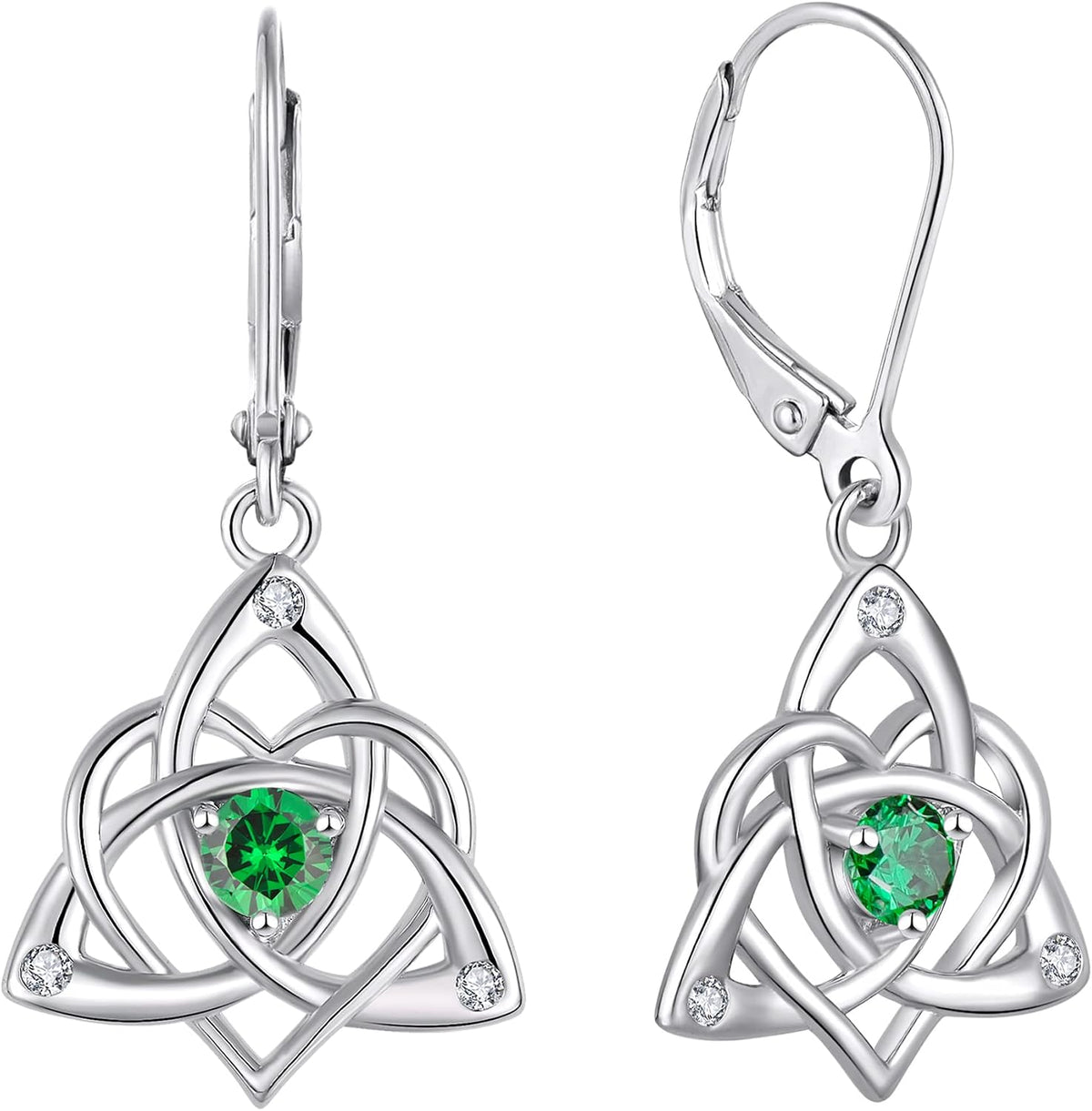 Starchenie Celtic Knot Earrings Sterling Silver Trinity Love Knot Leverback Earrings Birthstone Jewelry for Women