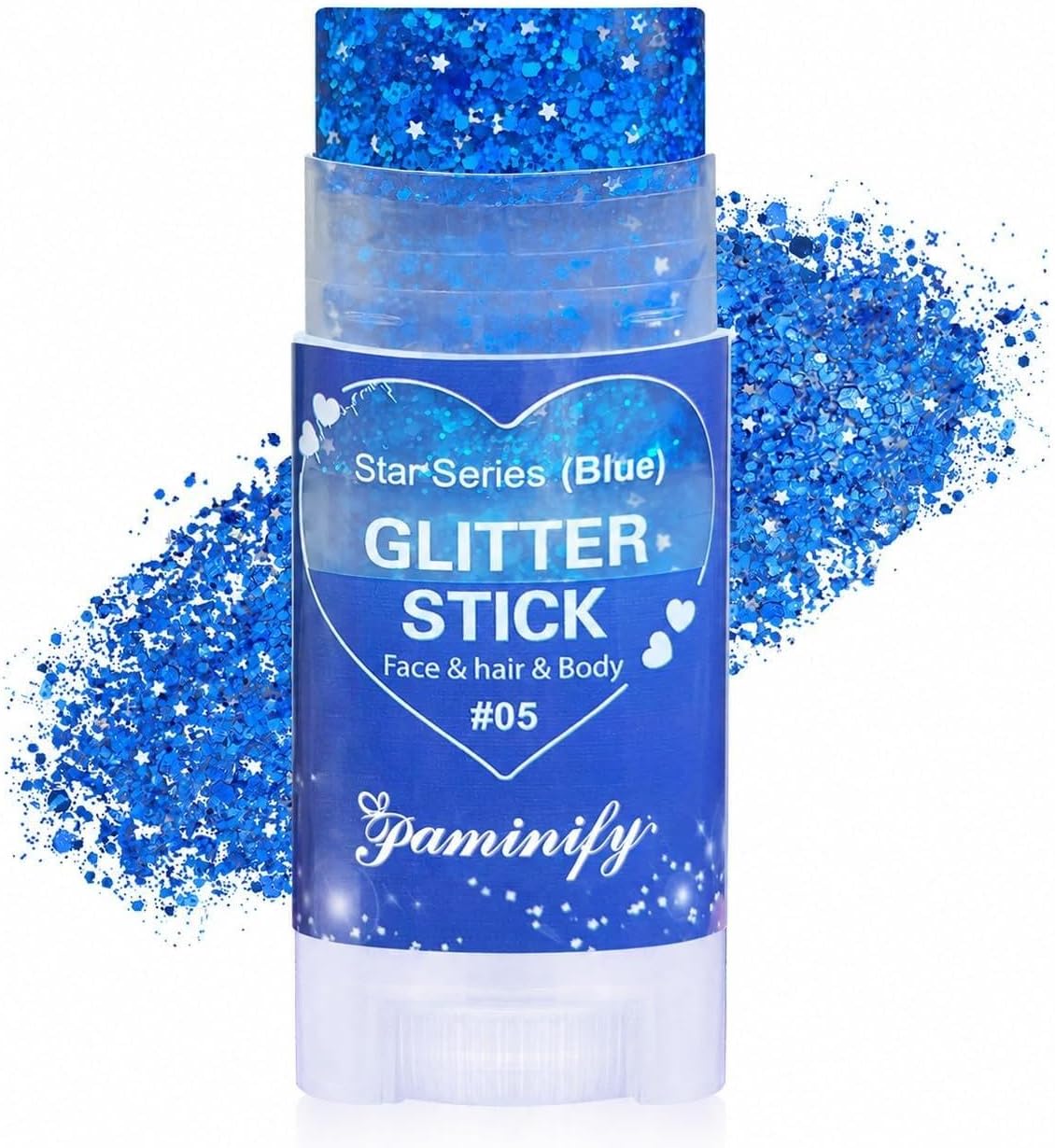 Blue Hair Glitter Stick,Royal Blue Face Glitter Stick,Blue School Spirit Day Accessories,Waterproof Singer Concert Halloween Chunky Sequins Makeup,Cheer Glitter for Football Sports Game Day