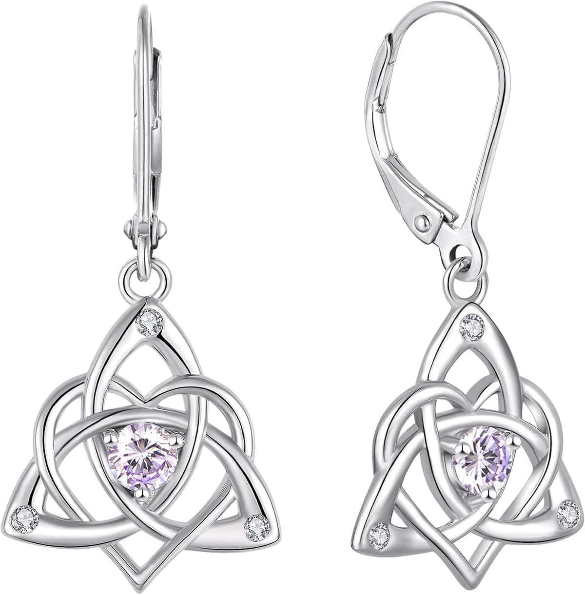 Starchenie Celtic Knot Earrings Sterling Silver Trinity Love Knot Leverback Earrings Birthstone Jewelry for Women