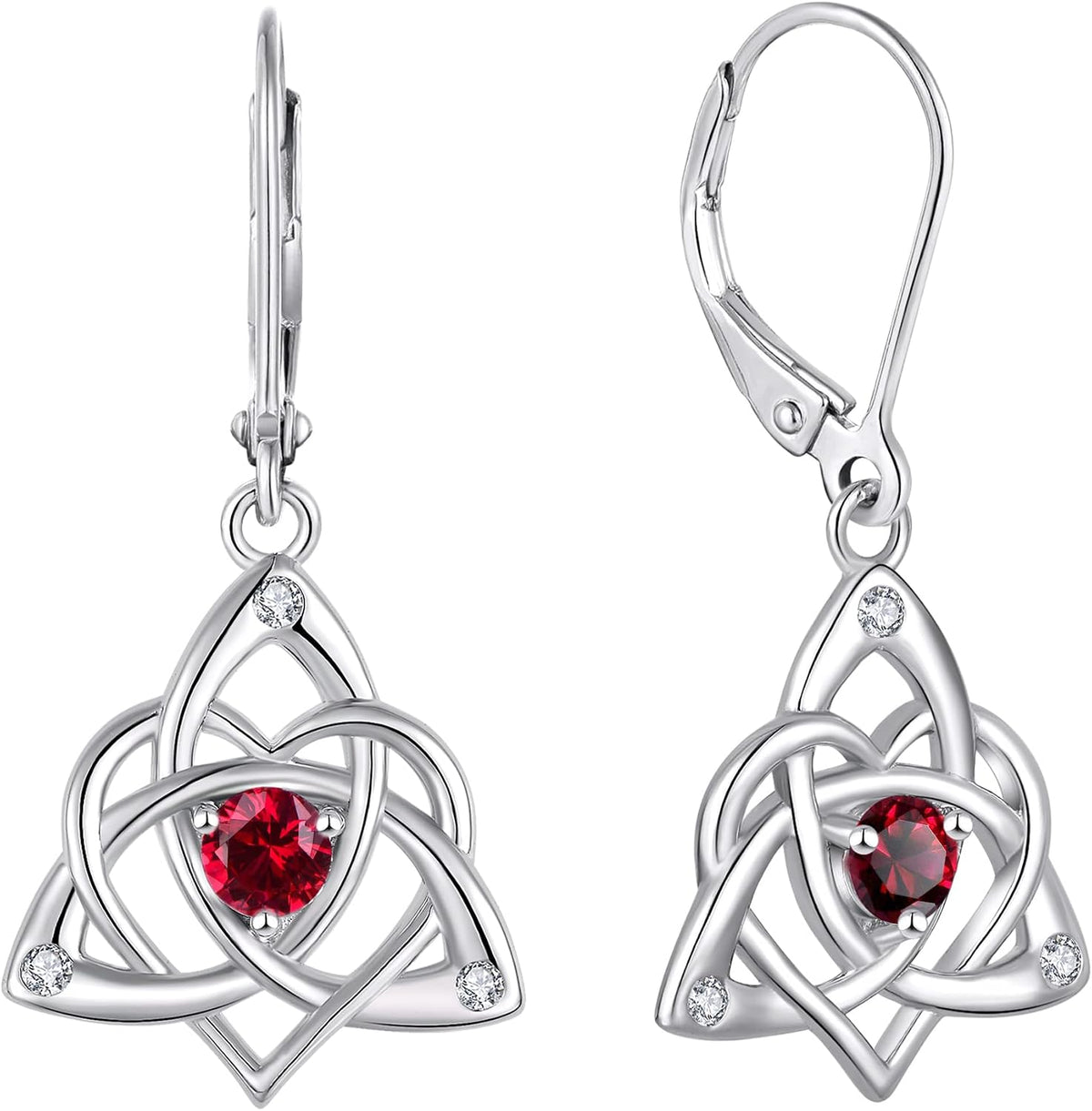 Starchenie Celtic Knot Earrings Sterling Silver Trinity Love Knot Leverback Earrings Birthstone Jewelry for Women