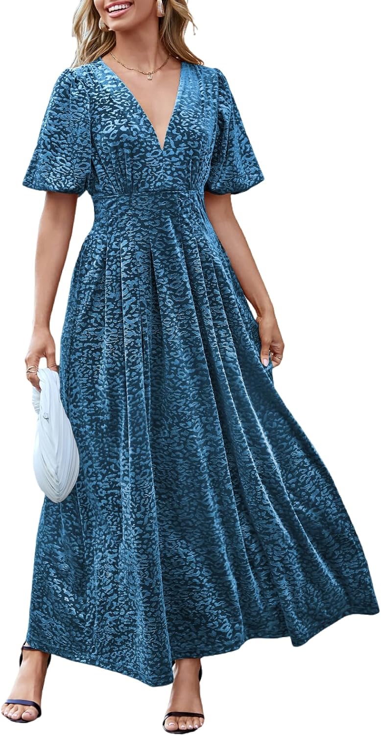 Velvet Maxi Dress Fall Wedding Guest Dress Cocktail Dress 2026