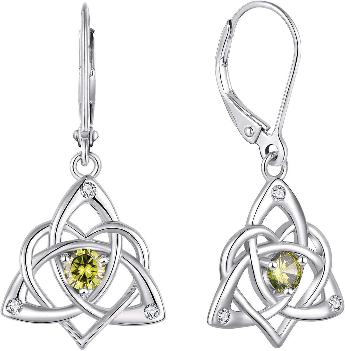 Starchenie Celtic Knot Earrings Sterling Silver Trinity Love Knot Leverback Earrings Birthstone Jewelry for Women