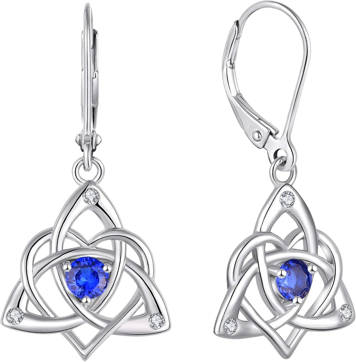 Starchenie Celtic Knot Earrings Sterling Silver Trinity Love Knot Leverback Earrings Birthstone Jewelry for Women