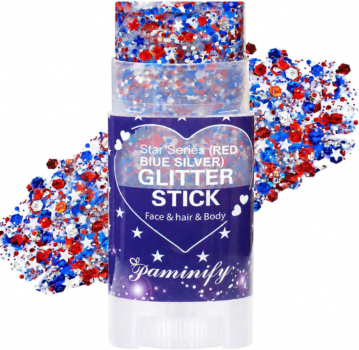 Blue Hair Glitter Stick,Royal Blue Face Glitter Stick,Blue School Spirit Day Accessories,Waterproof Singer Concert Halloween Chunky Sequins Makeup,Cheer Glitter for Football Sports Game Day