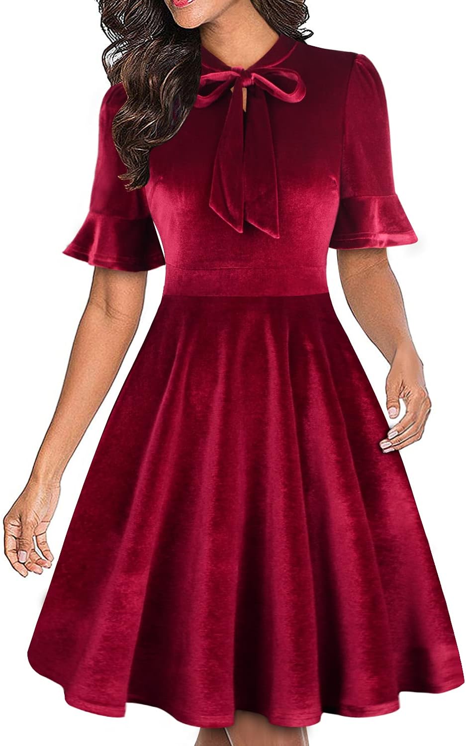 Women Summer Floral Ruffle Sleeve Wear to Work Church Wedding Guest Party Dresses