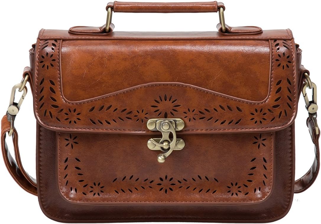 Vintage PU Leather Satchel Crossbody for Women
