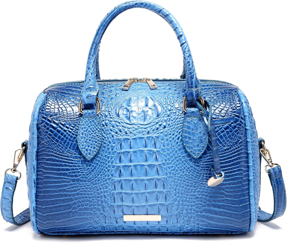 Crocodile-Embossed Top-Handle Shoulder Purse Main image