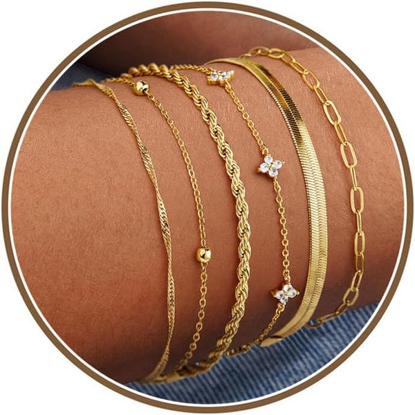 M MOOHAM Gold Bracelets Set for Women No Tarnish