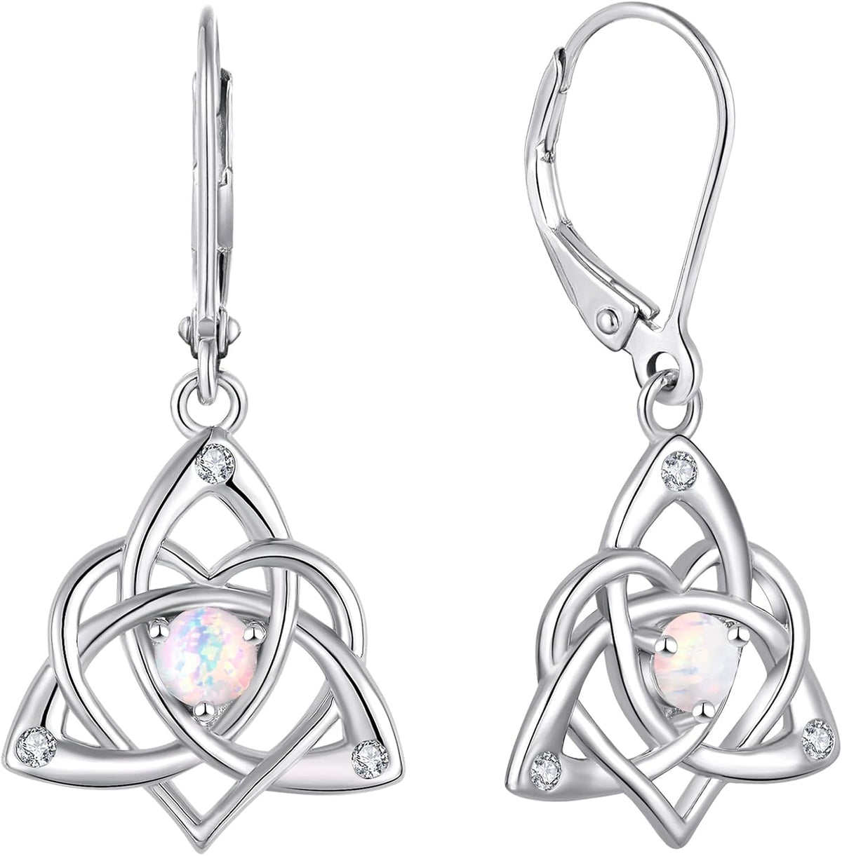 Starchenie Celtic Knot Earrings Sterling Silver Trinity Love Knot Leverback Earrings Birthstone Jewelry for Women