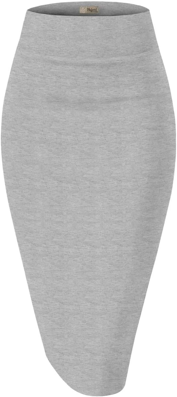 Hybrid & Company Women's Premium Nylon Ponte Stretch High Waist Pencil Suit Skirt Below Knee