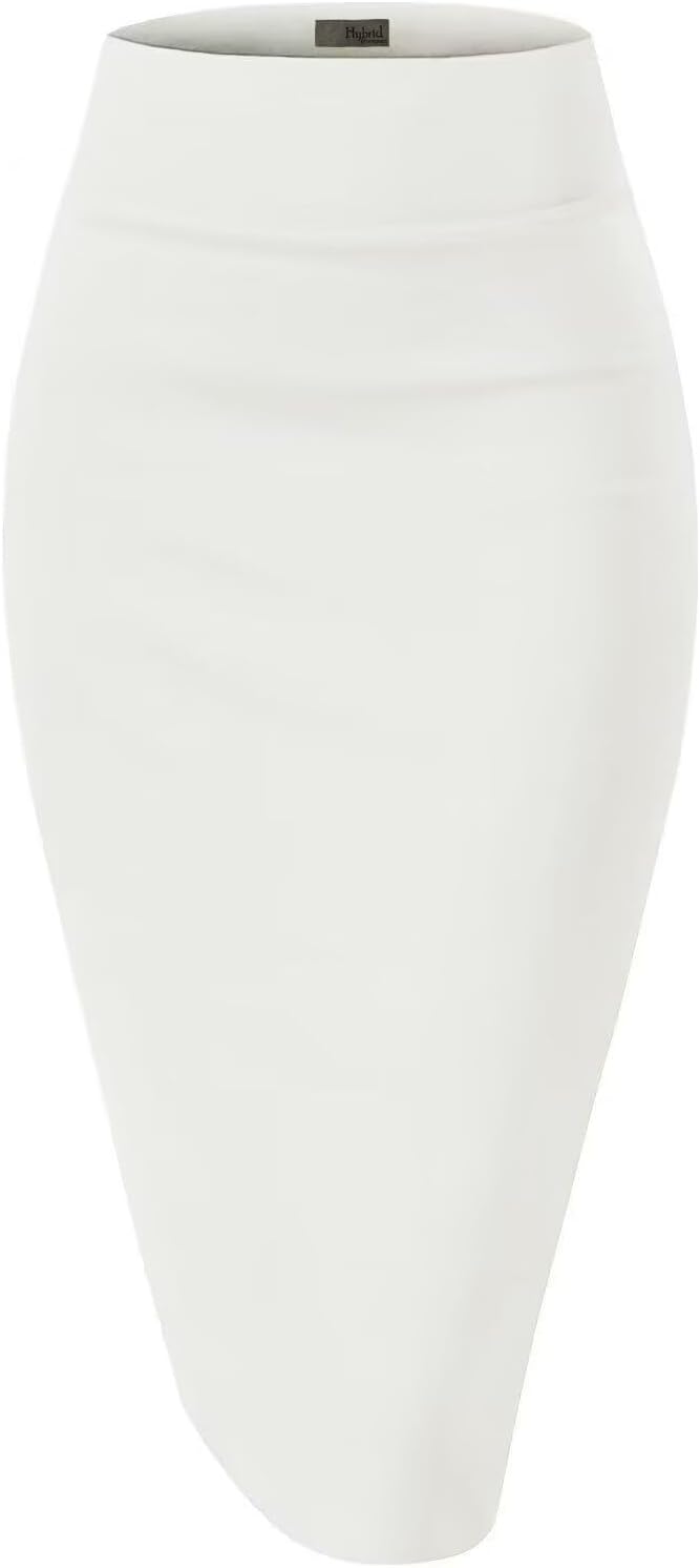 Hybrid & Company Women's Premium Nylon Ponte Stretch High Waist Pencil Suit Skirt Below Knee