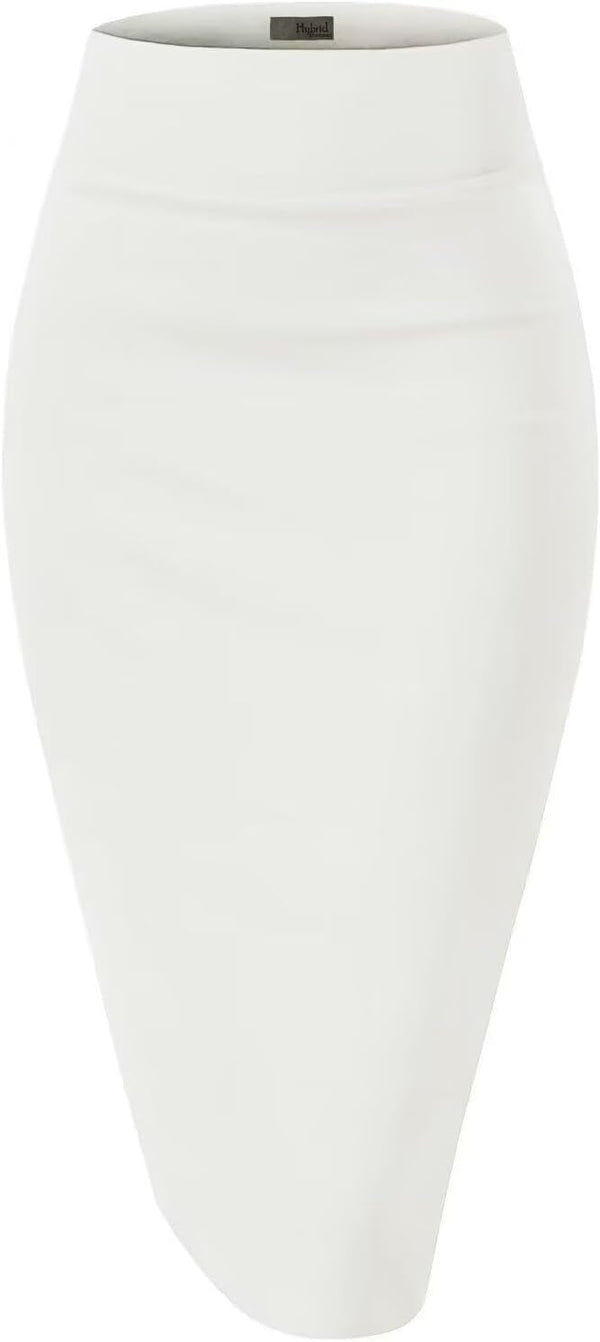 Hybrid & Company Women's Premium Nylon Ponte Stretch High Waist Pencil Suit Skirt Below Knee