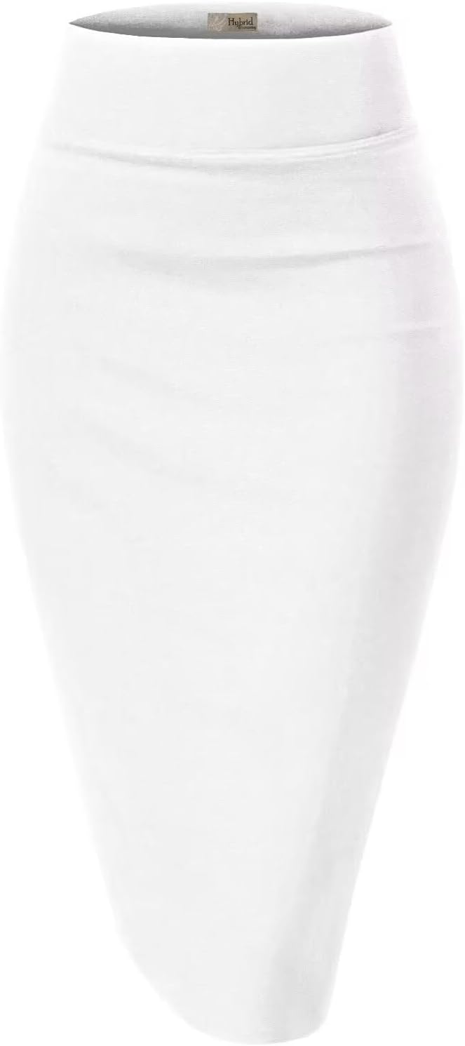 Hybrid & Company Women's Premium Nylon Ponte Stretch High Waist Pencil Suit Skirt Below Knee Secondary image