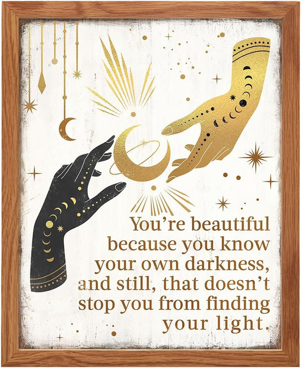Boho Witchcraft Wall Art - Gothic Witchy Room Decor - Inspirational Positive Quotes for Women - Encouraging Gifts - Shabby chic Celestial Wicca Wiccan Witch Motivational poster - Pagan Supplies