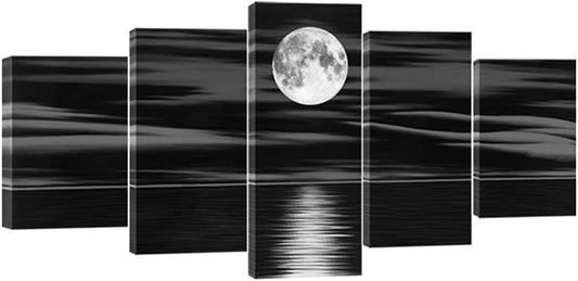 Sea White — Full Moon in Night Canvas Print